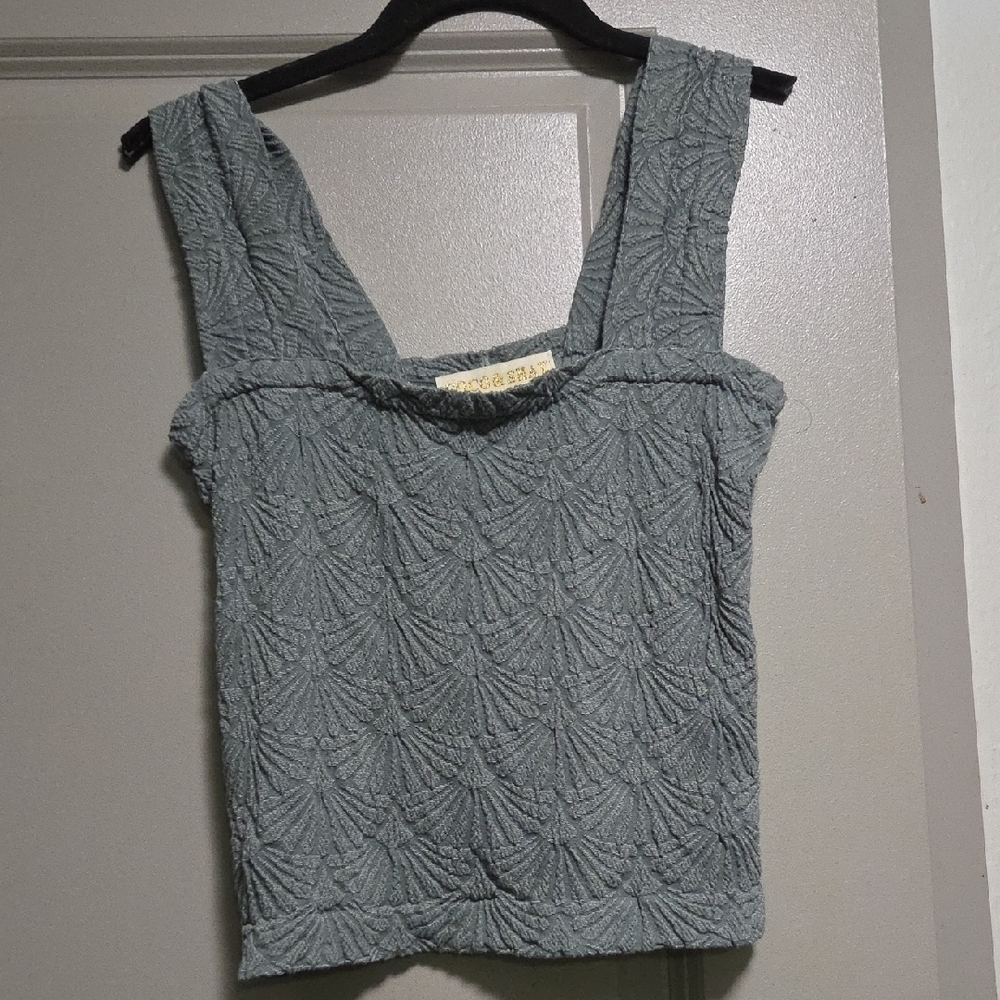 Textured Gray Sleeveless Blouse